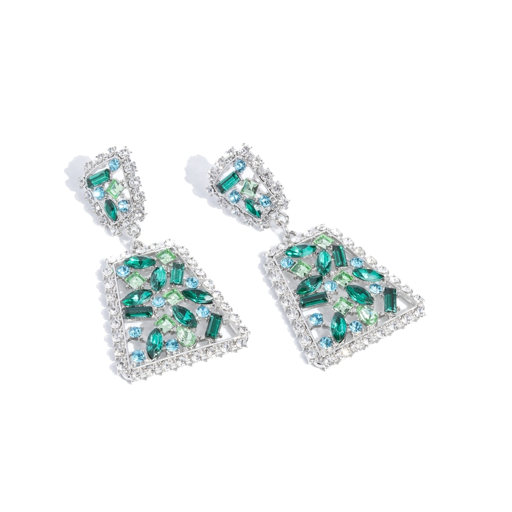 Paparazzi Silver and Green Statement Earrings Glistening Gala Post Fashion Jewel